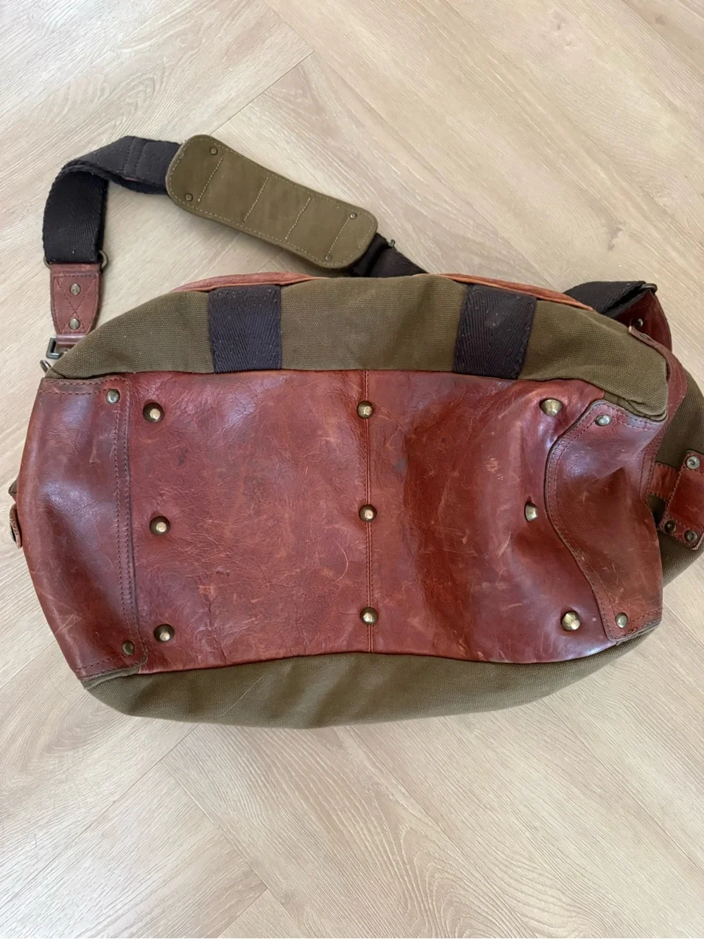 Will Leather Goods Canvas and Leather Travel Duffle Olive and Cognac